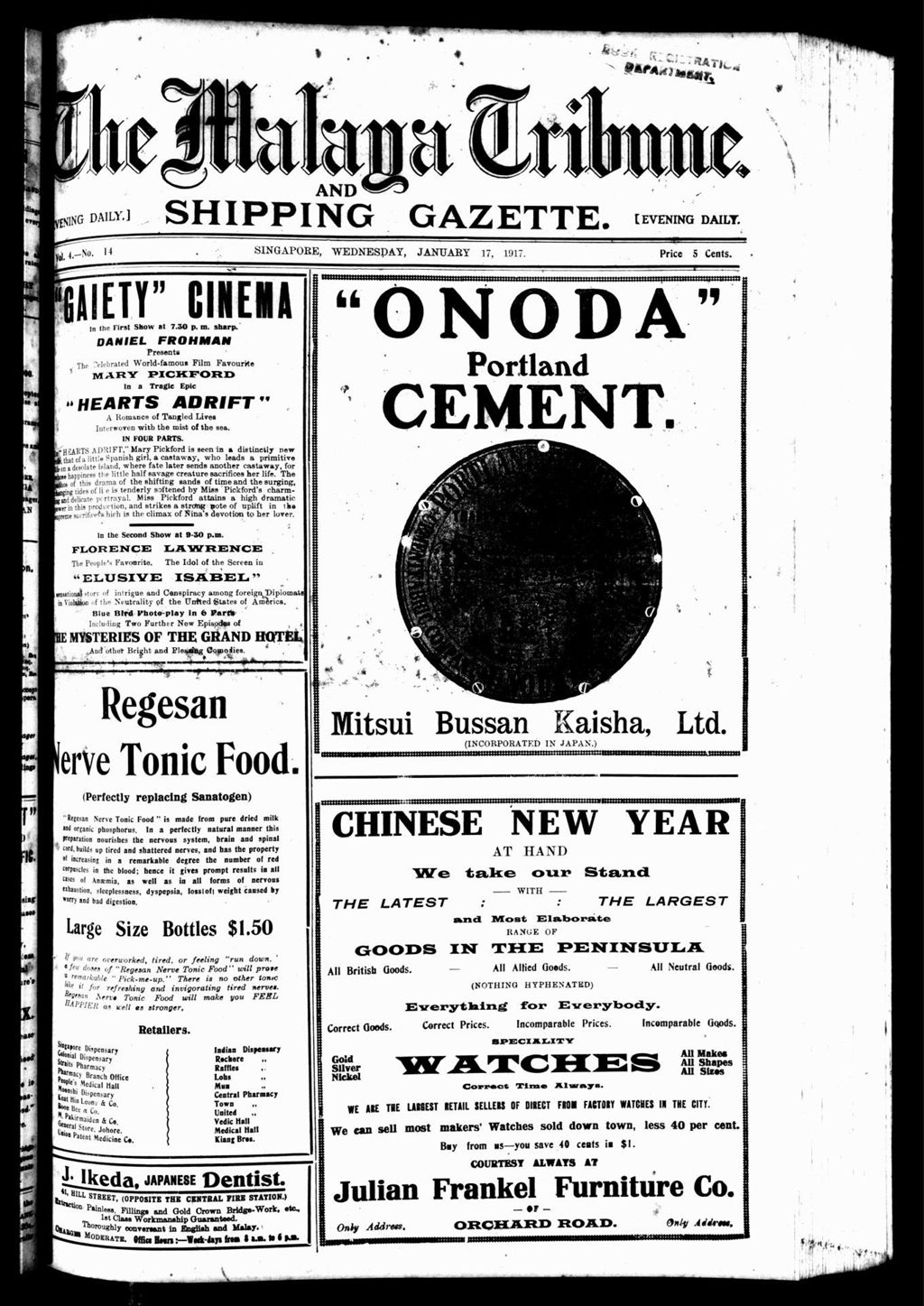 Miniature of Malaya Tribune 17 January 1917