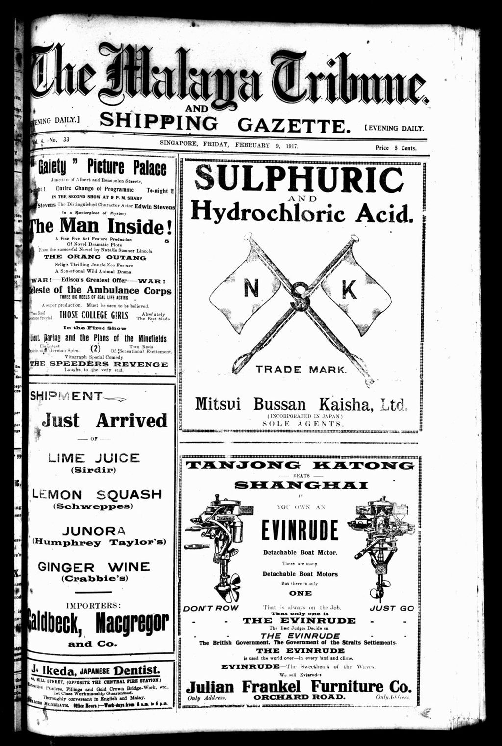 Miniature of Malaya Tribune 09 February 1917