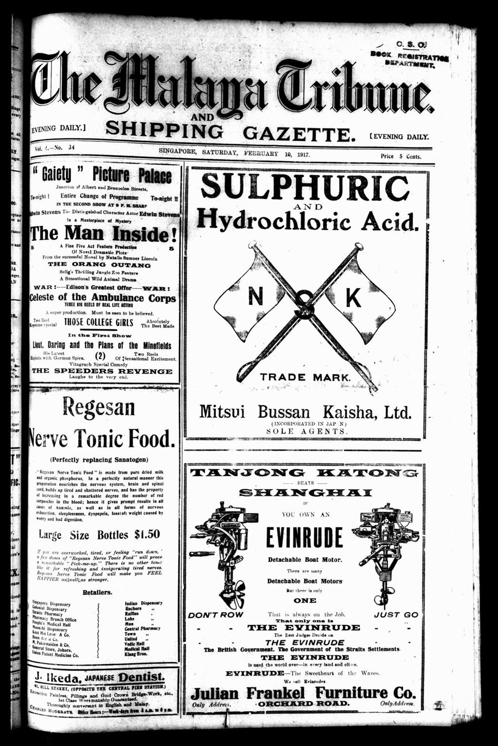 Miniature of Malaya Tribune 10 February 1917