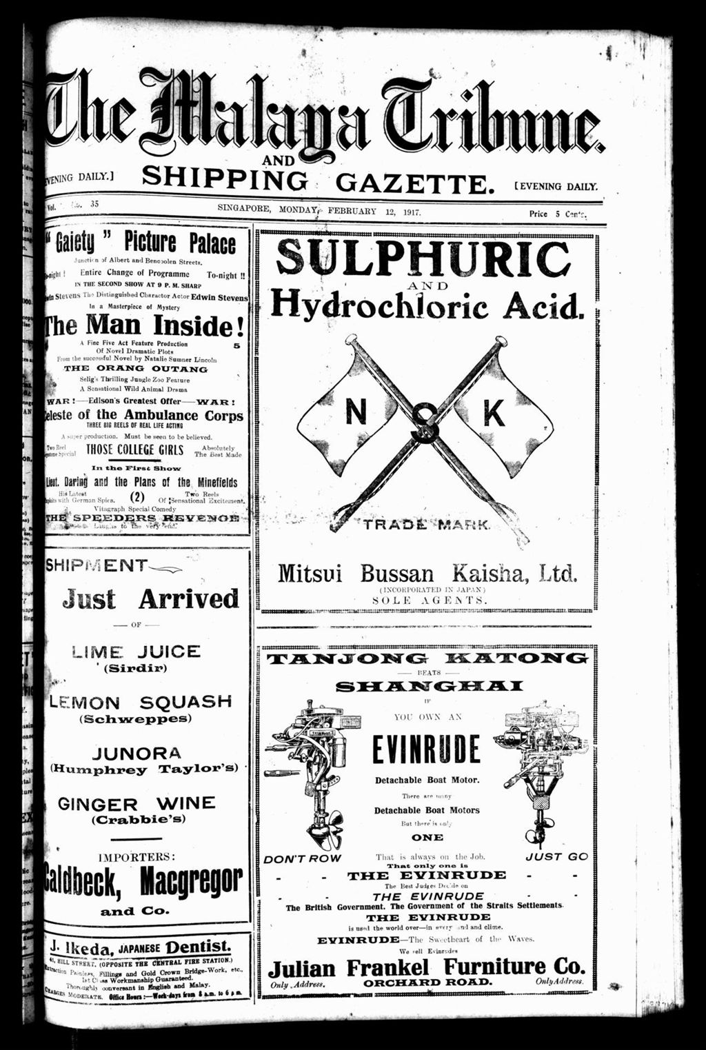 Miniature of Malaya Tribune 12 February 1917