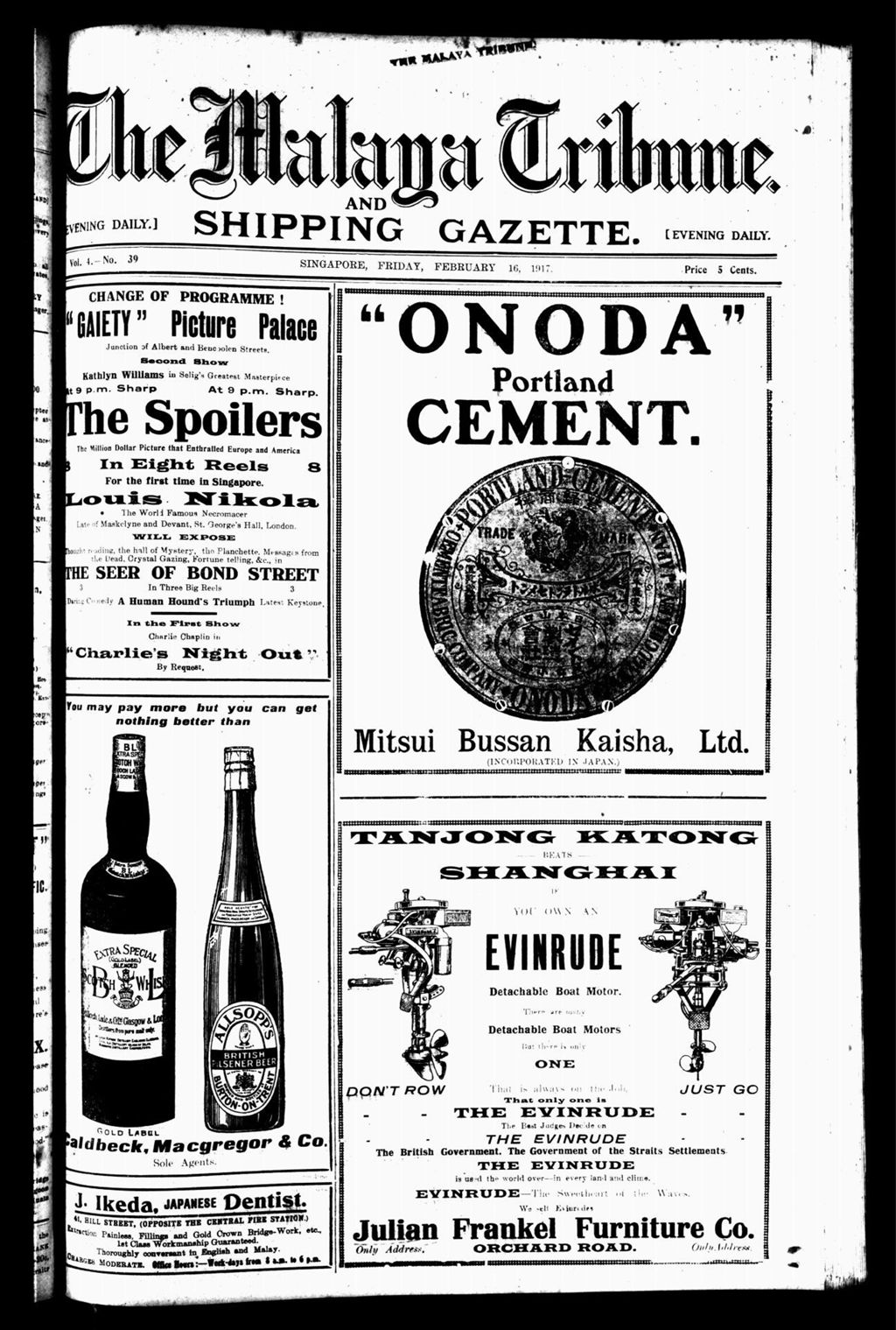 Miniature of Malaya Tribune 16 February 1917