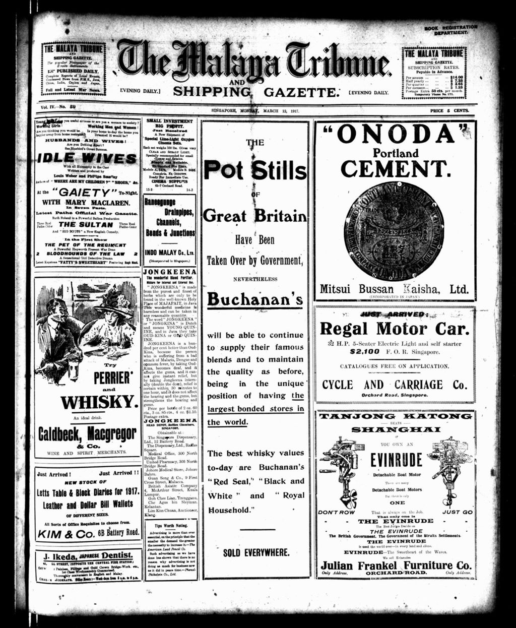 Miniature of Malaya Tribune 12 March 1917