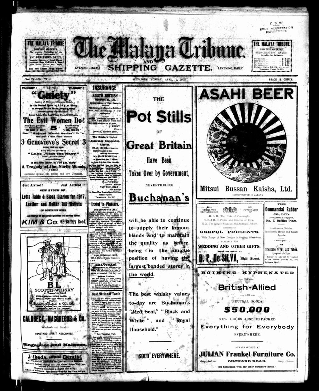 Miniature of Malaya Tribune 02 April 1917