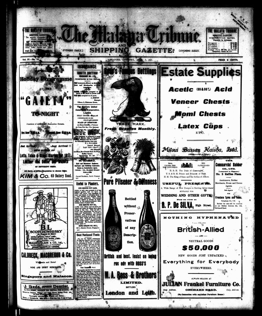 Miniature of Malaya Tribune 07 April 1917