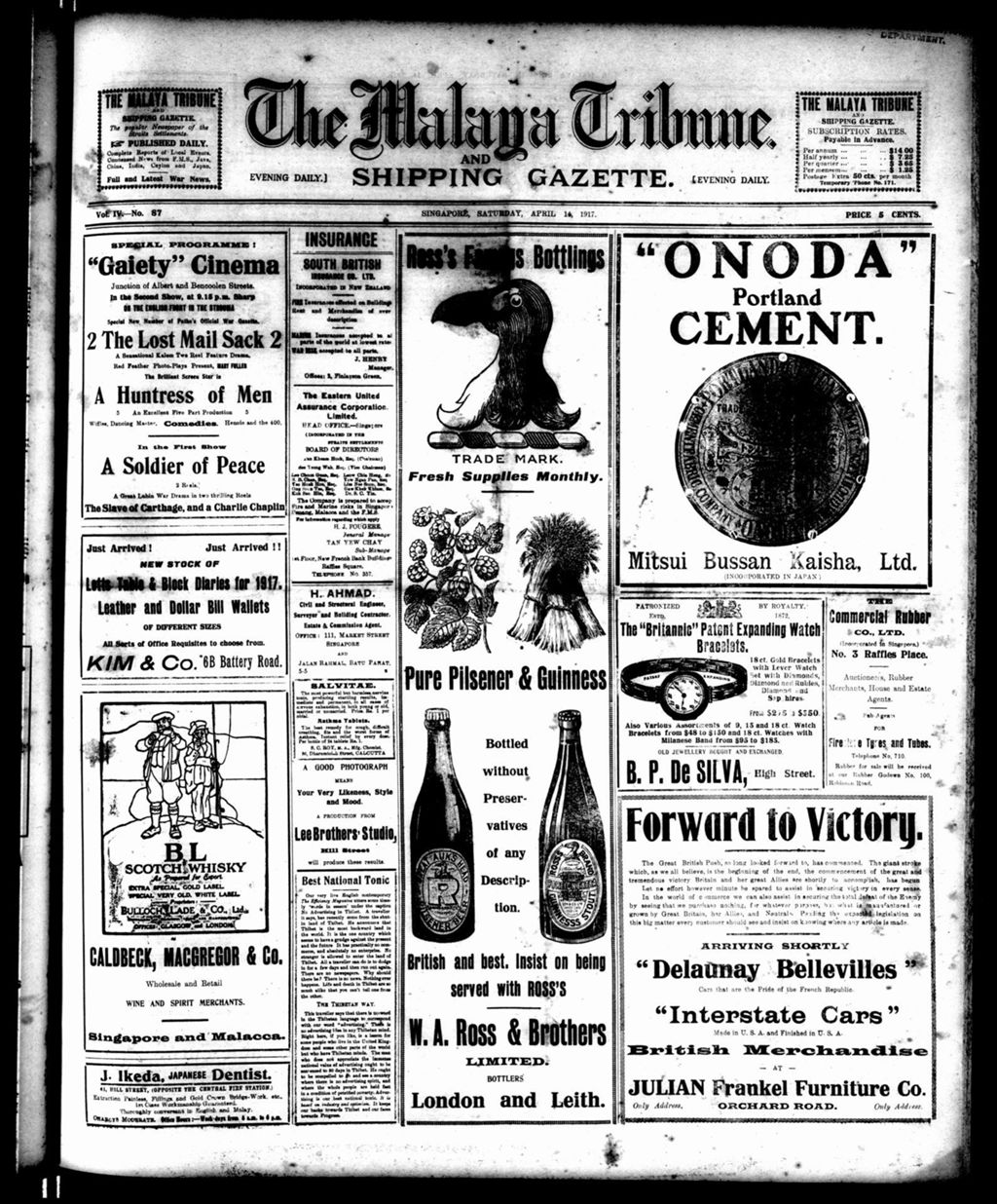 Miniature of Malaya Tribune 14 April 1917