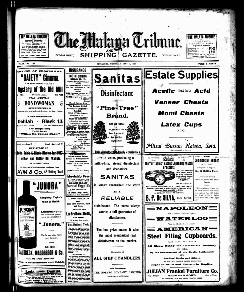 Miniature of Malaya Tribune 03 May 1917