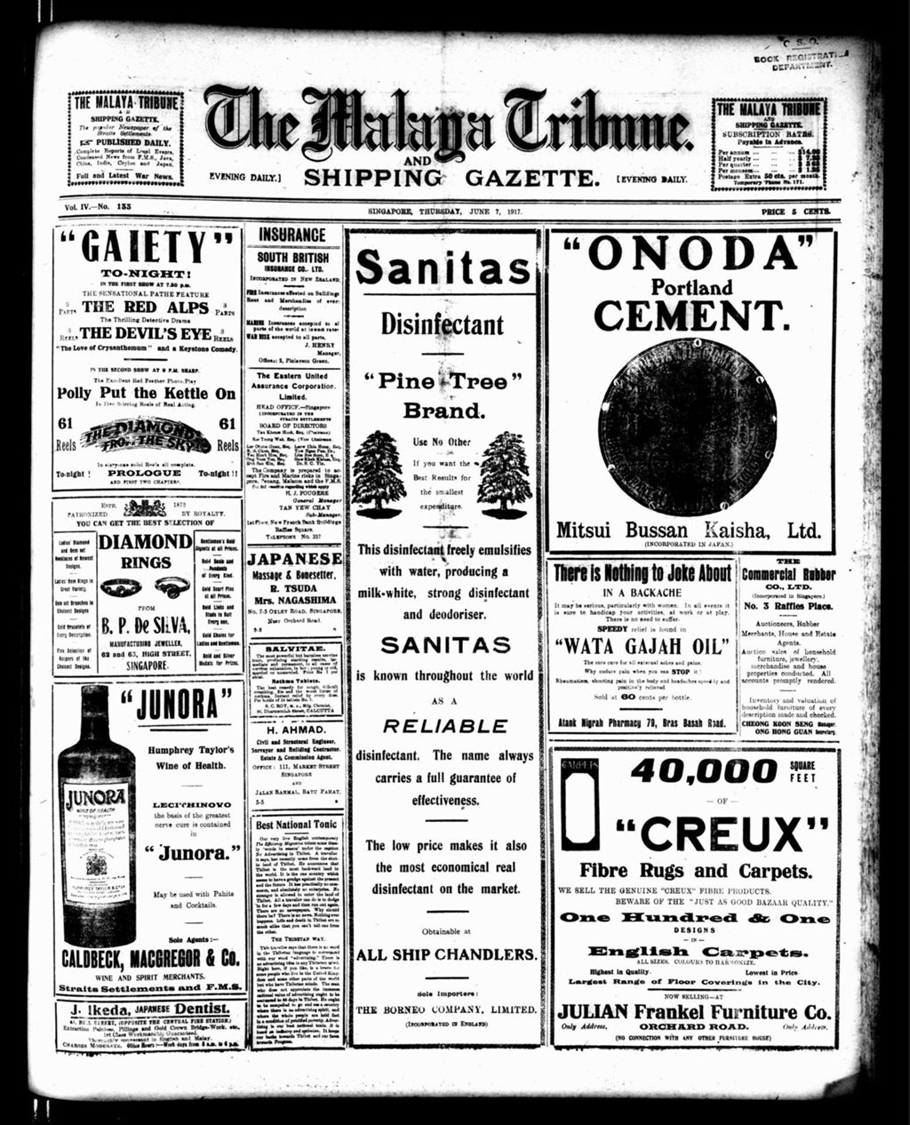 Miniature of Malaya Tribune 07 June 1917