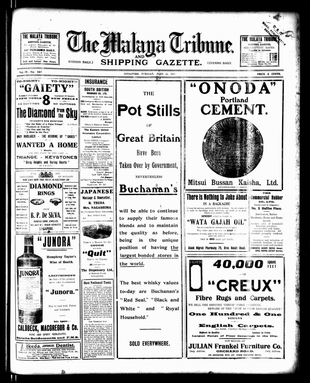 Miniature of Malaya Tribune 12 June 1917