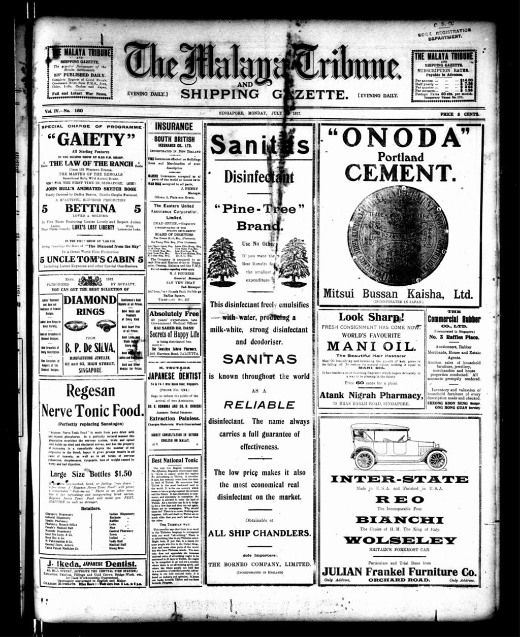 Miniature of Malaya Tribune 09 July 1917