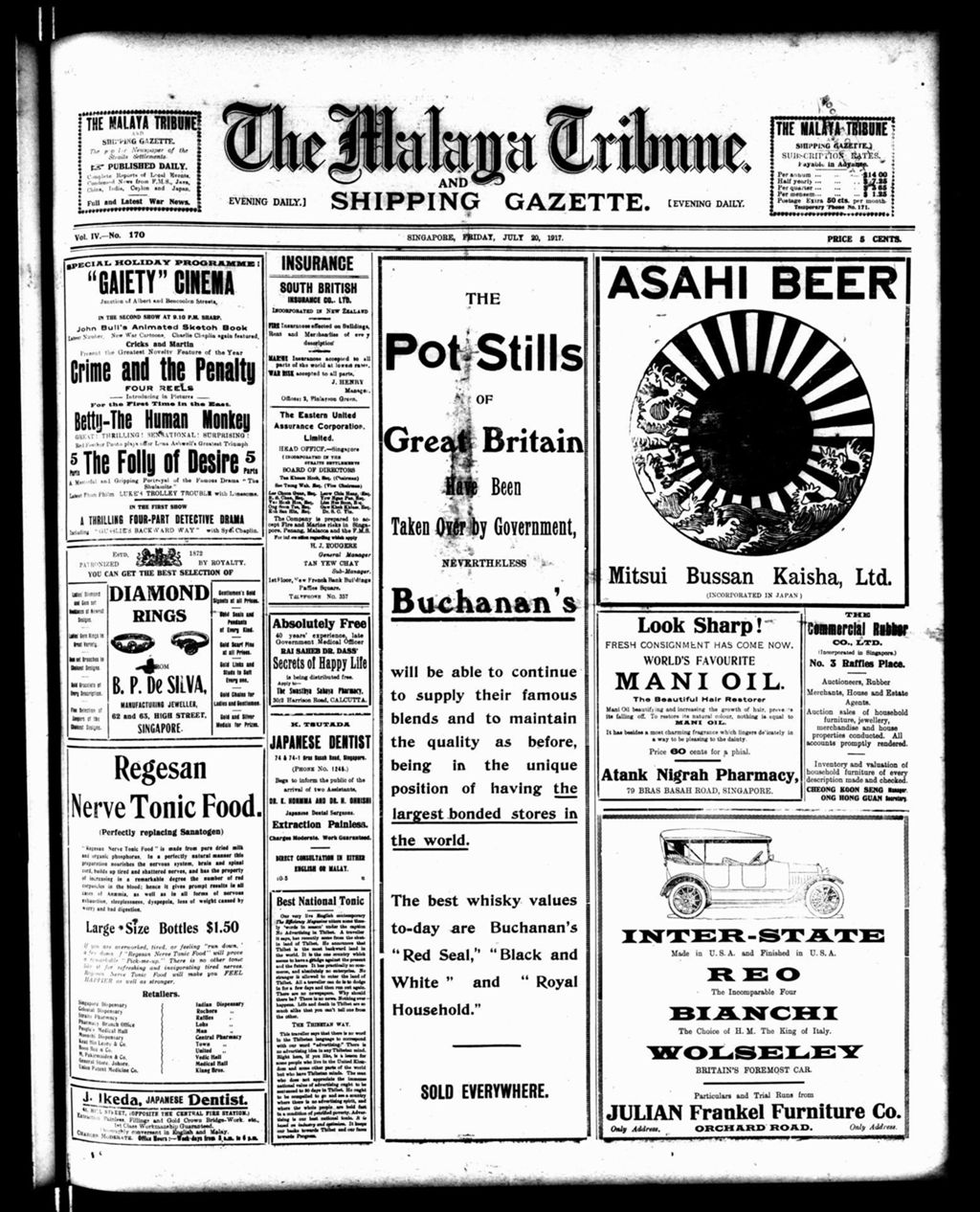 Miniature of Malaya Tribune 20 July 1917