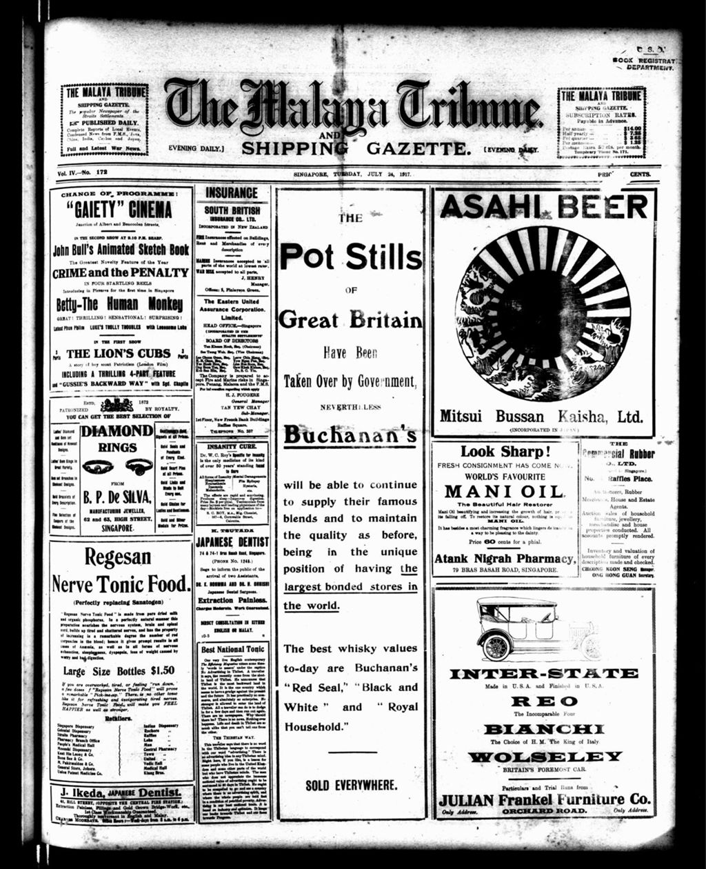 Miniature of Malaya Tribune 24 July 1917