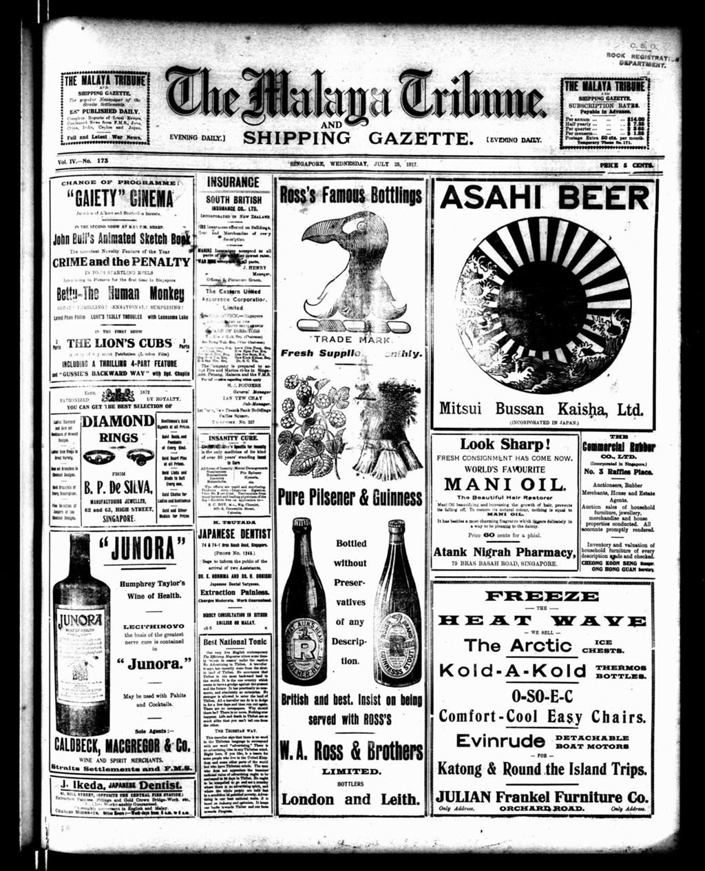 Miniature of Malaya Tribune 25 July 1917