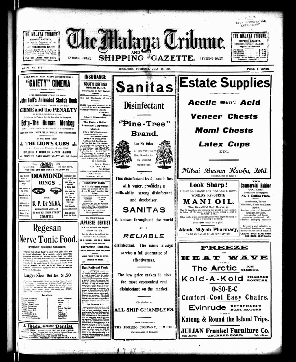 Miniature of Malaya Tribune 26 July 1917