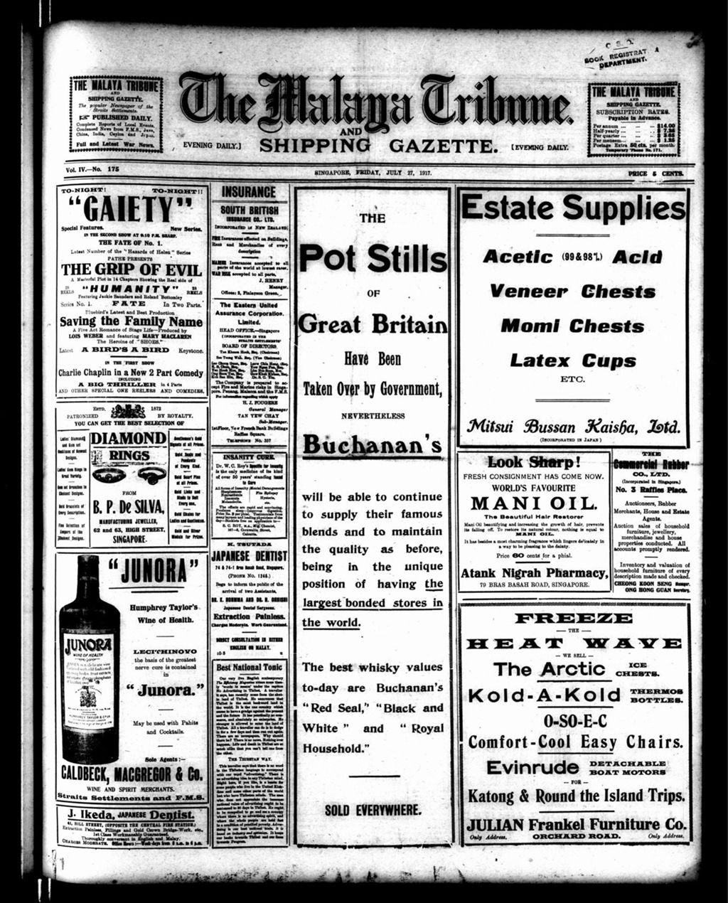 Miniature of Malaya Tribune 27 July 1917