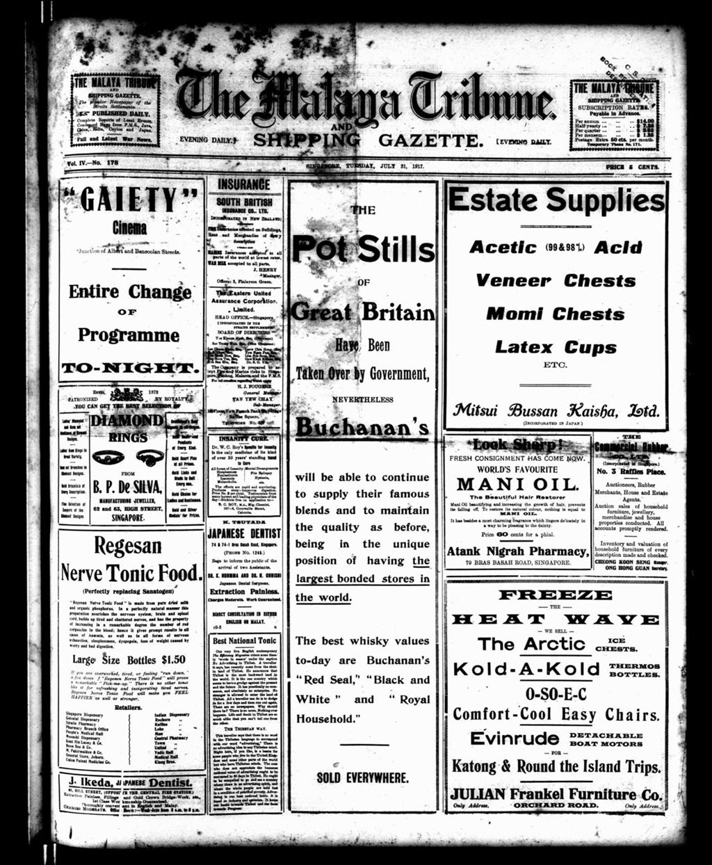 Miniature of Malaya Tribune 31 July 1917