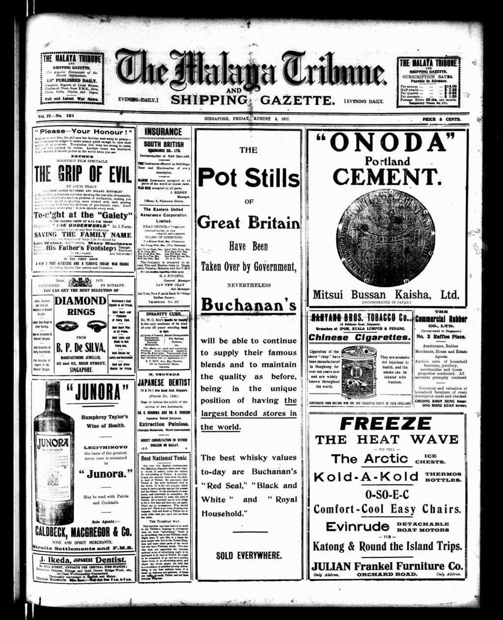 Miniature of Malaya Tribune 03 August 1917