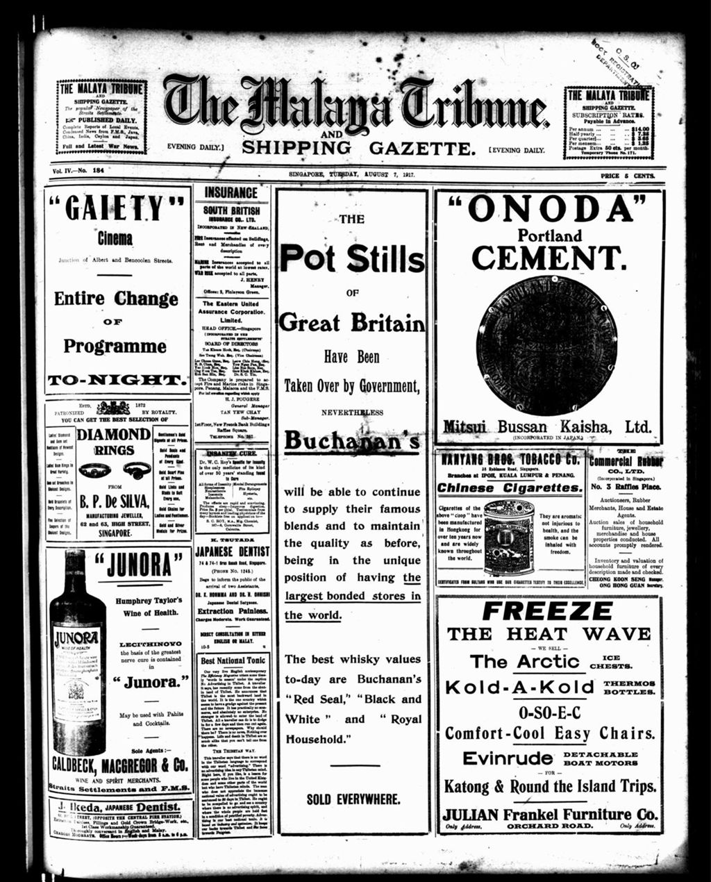 Miniature of Malaya Tribune 07 August 1917