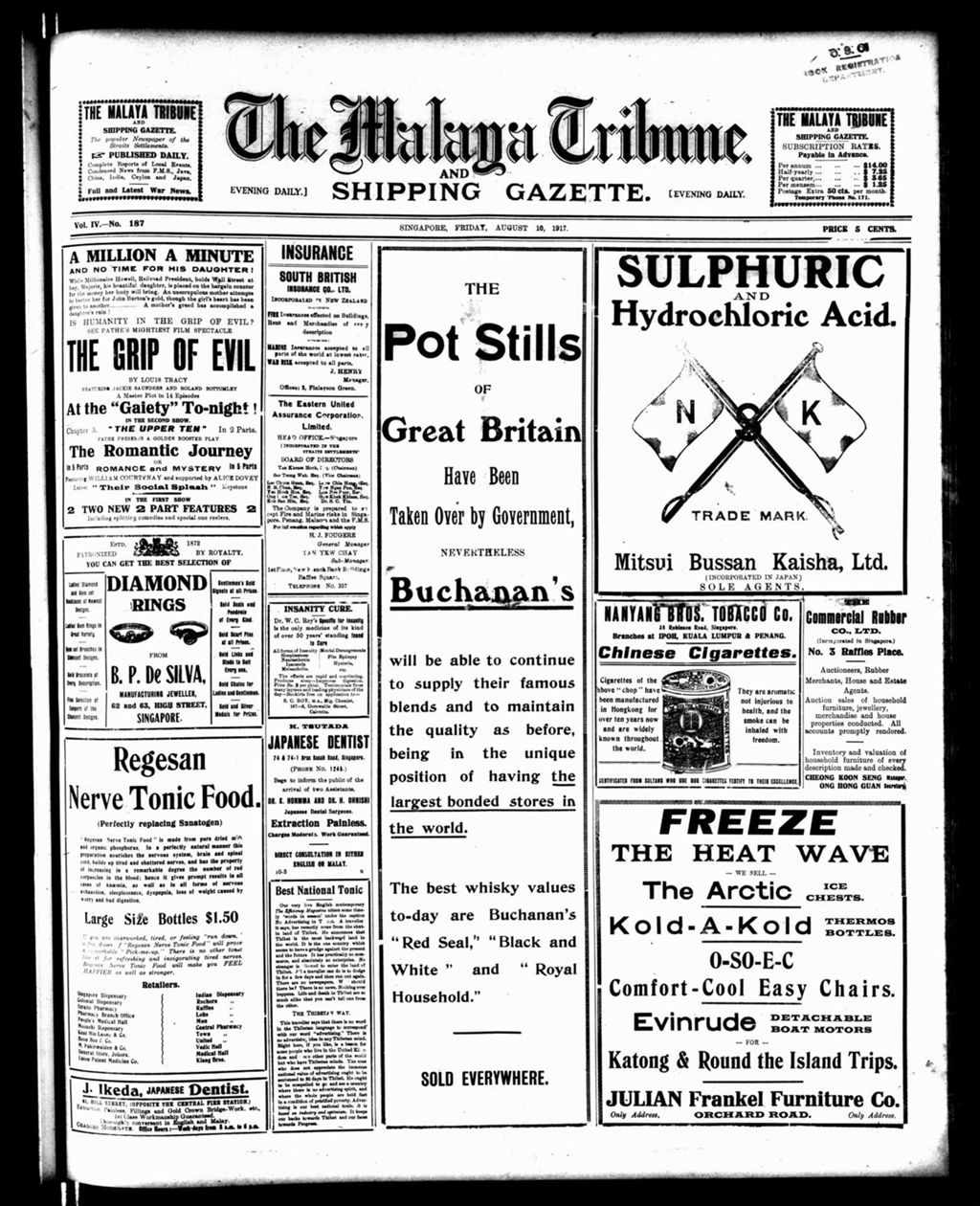 Miniature of Malaya Tribune 10 August 1917