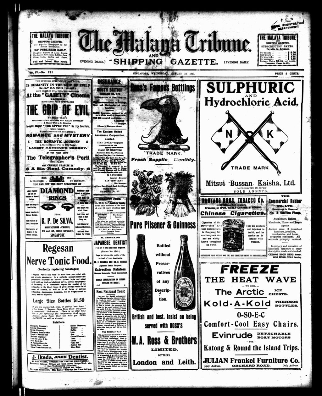 Miniature of Malaya Tribune 15 August 1917