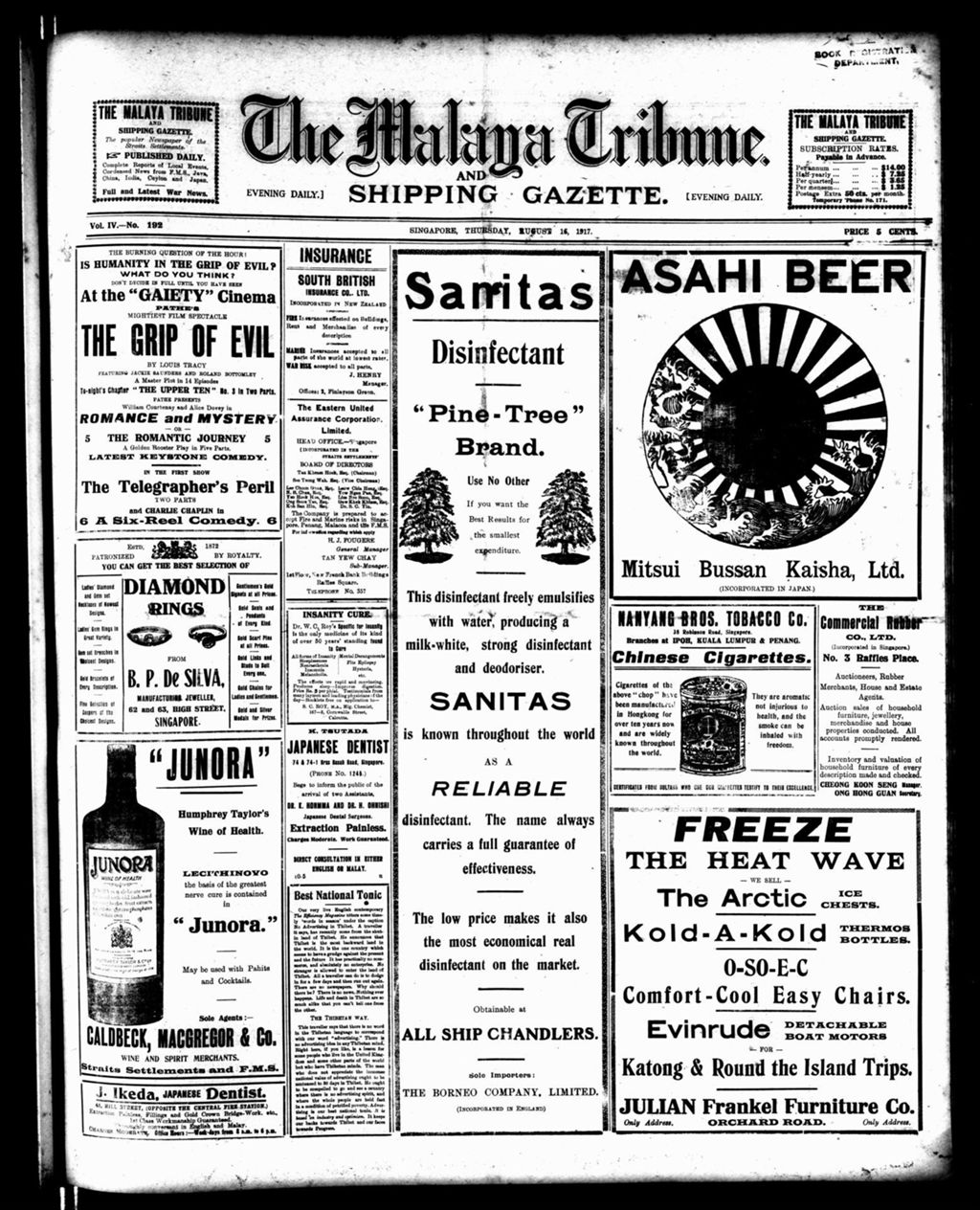 Miniature of Malaya Tribune 16 August 1917