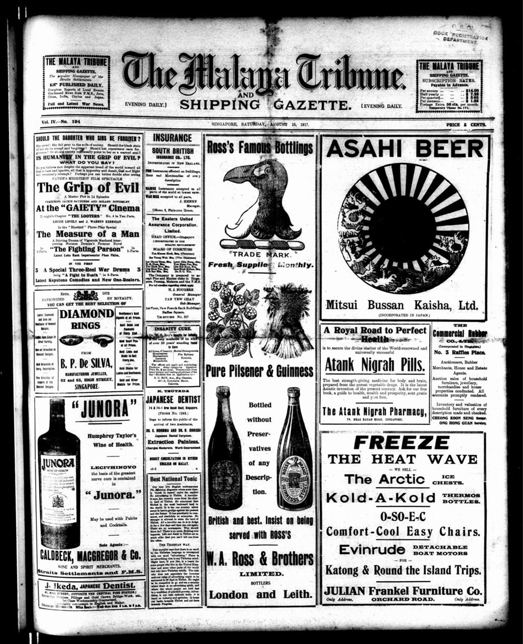 Miniature of Malaya Tribune 18 August 1917