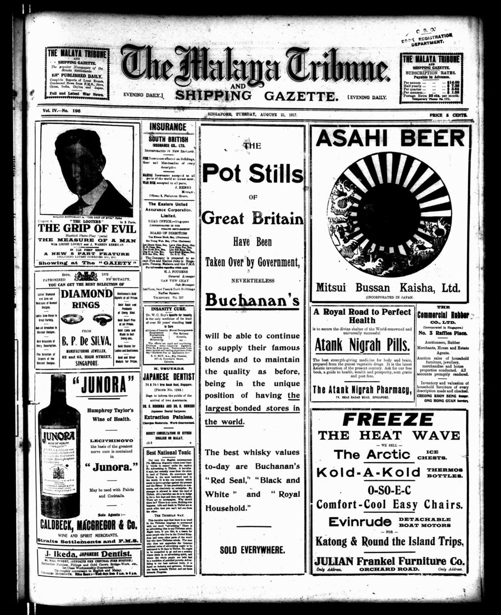 Miniature of Malaya Tribune 21 August 1917