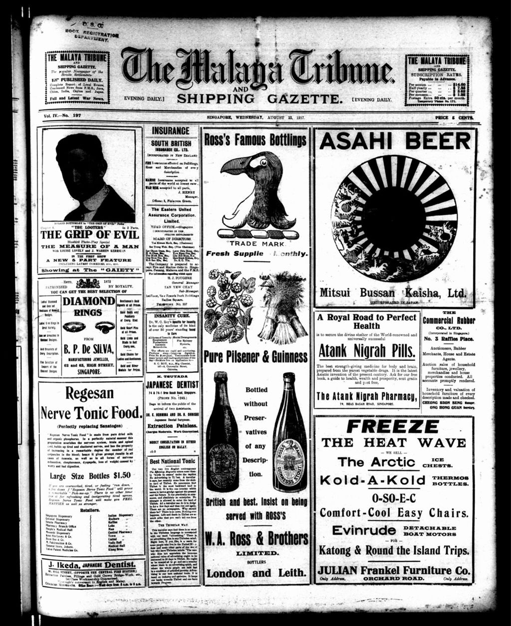 Miniature of Malaya Tribune 22 August 1917