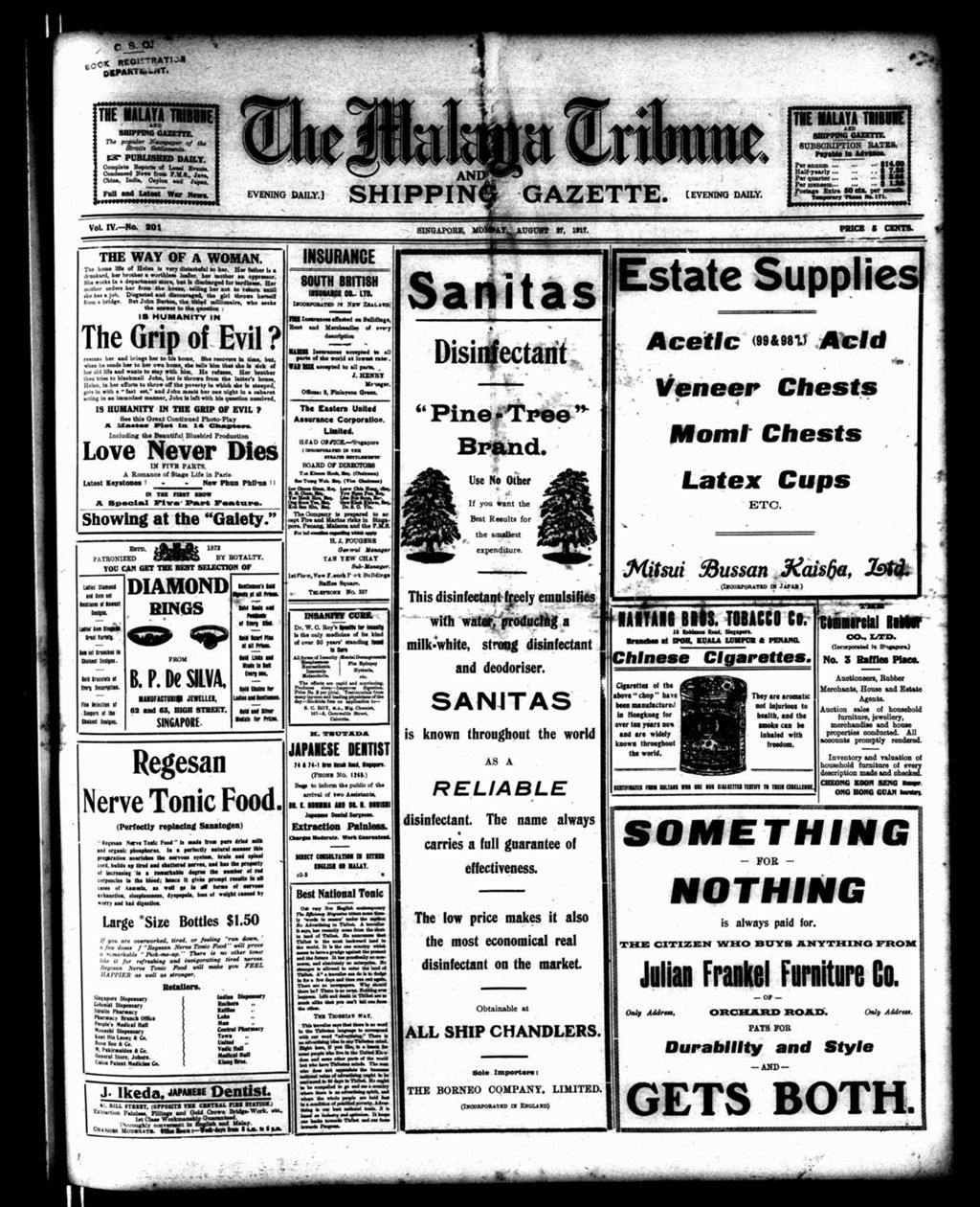 Miniature of Malaya Tribune 27 August 1917