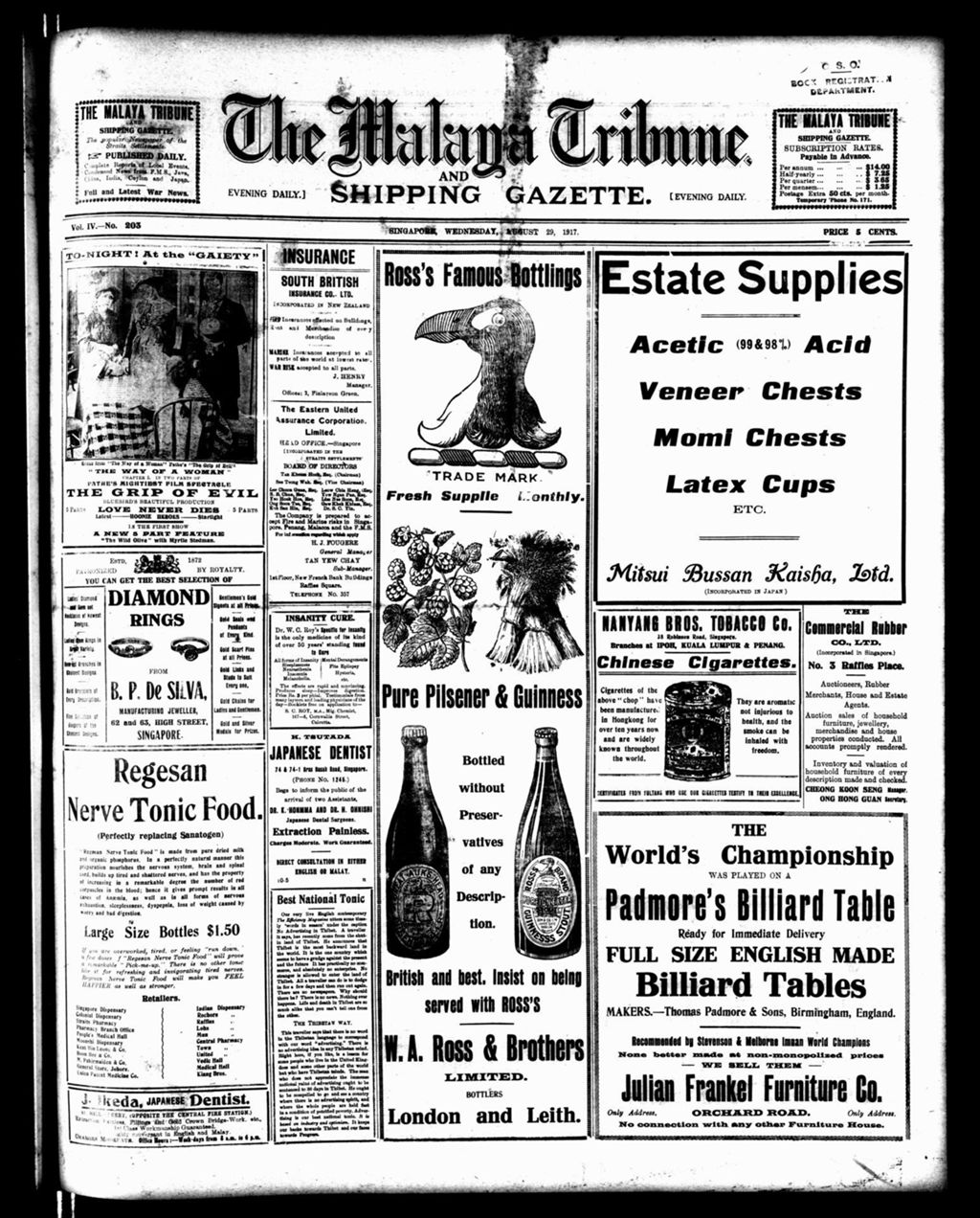 Miniature of Malaya Tribune 29 August 1917