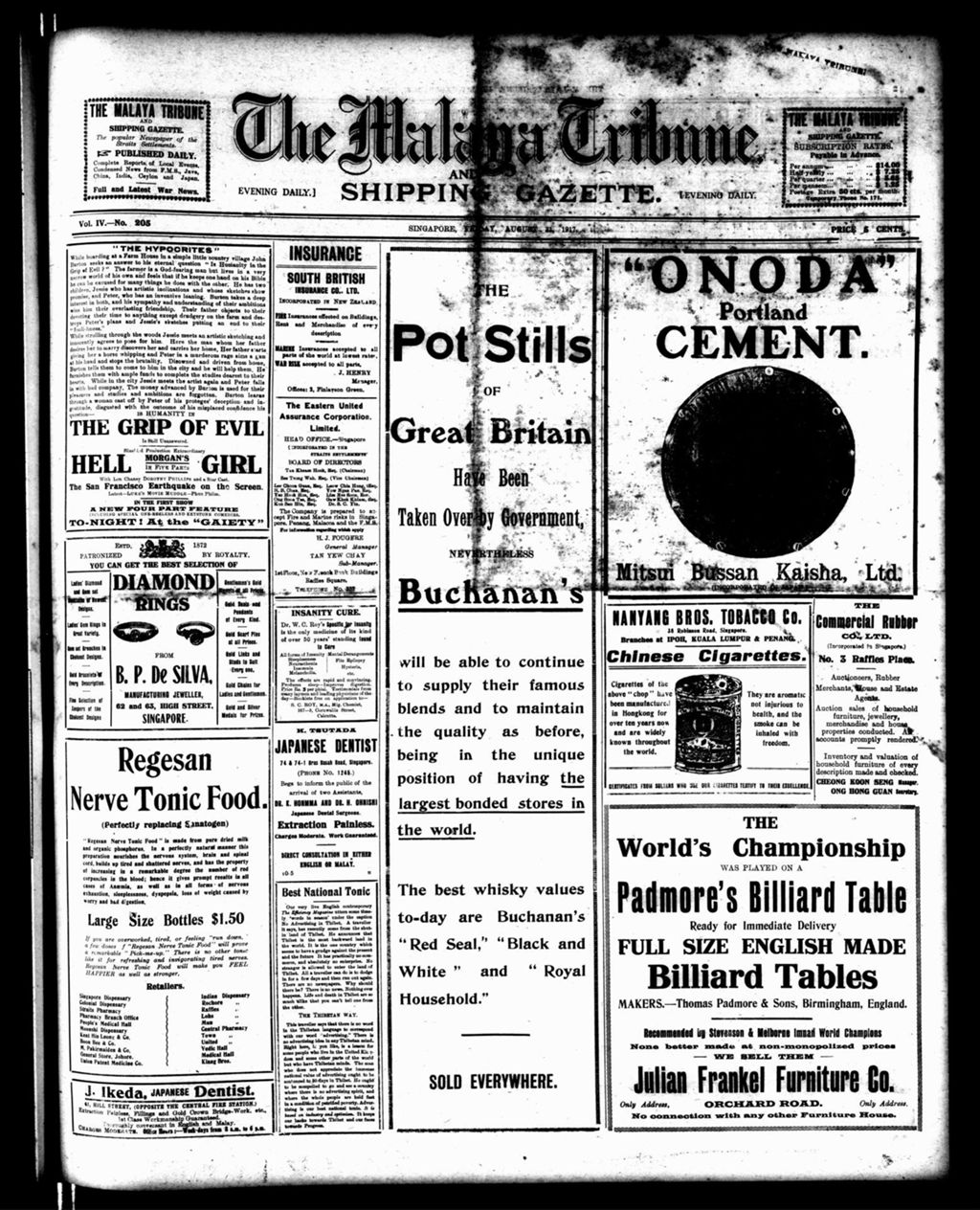 Miniature of Malaya Tribune 31 August 1917