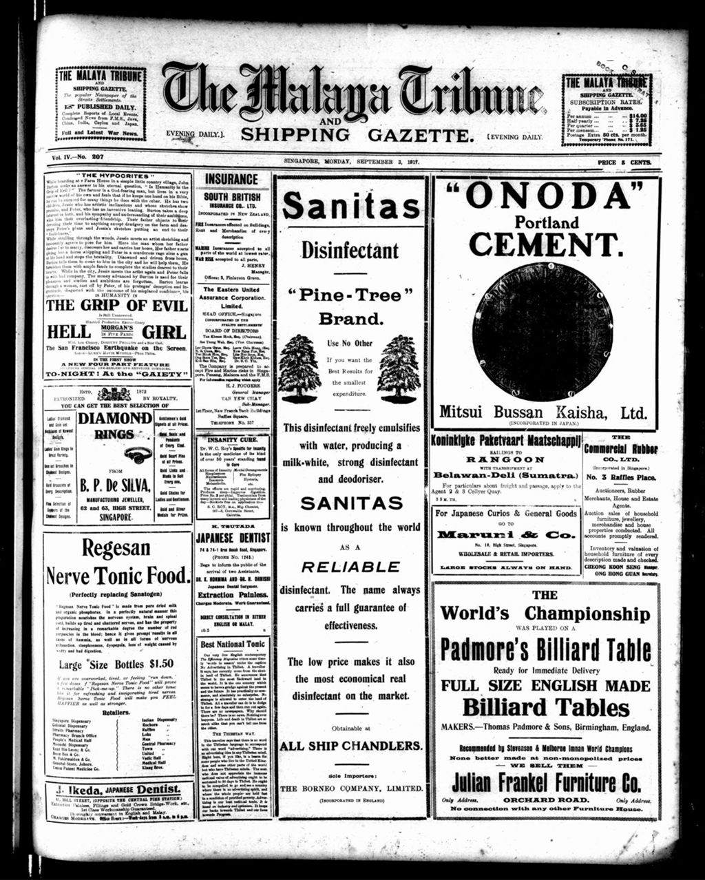 Miniature of Malaya Tribune 03 September 1917