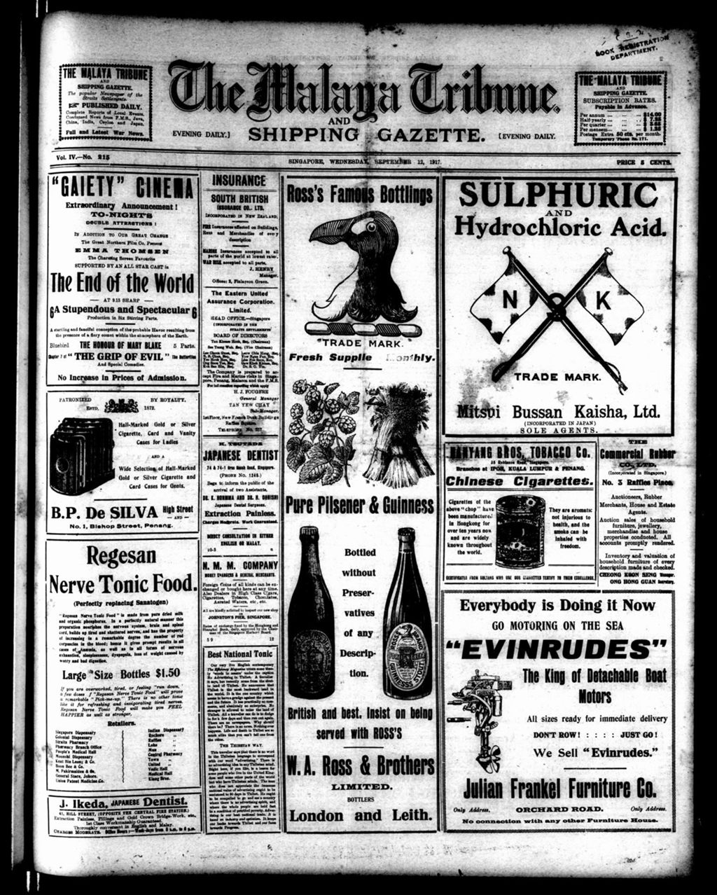 Miniature of Malaya Tribune 12 September 1917