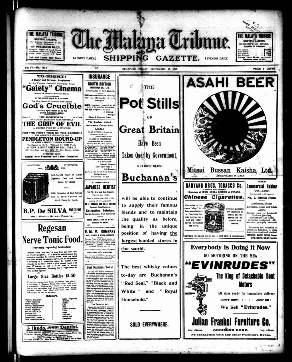 Miniature of Malaya Tribune 14 September 1917