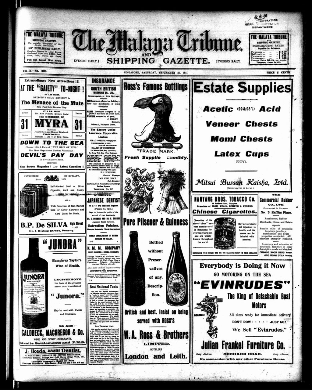 Miniature of Malaya Tribune 22 September 1917