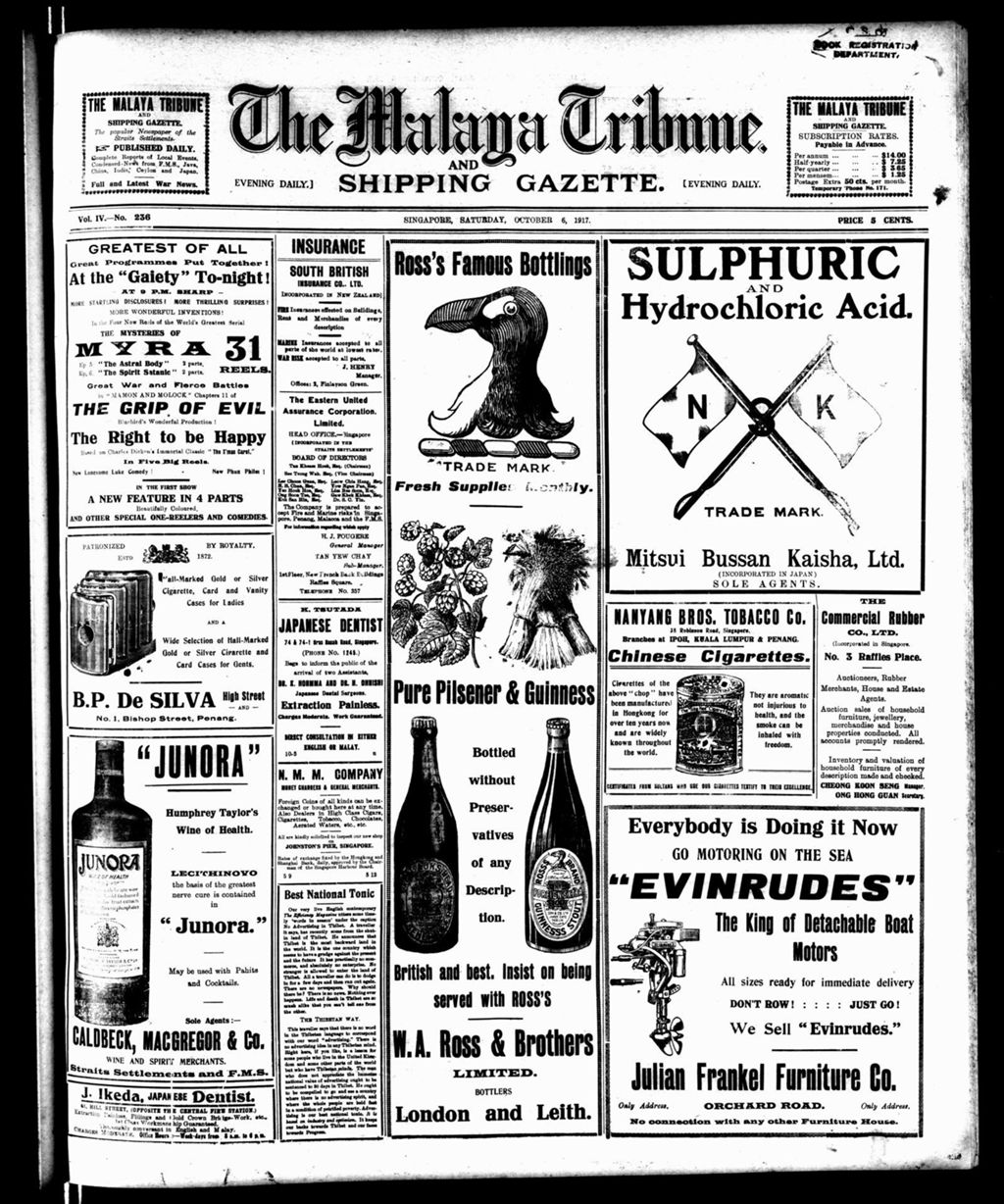 Miniature of Malaya Tribune 06 October 1917