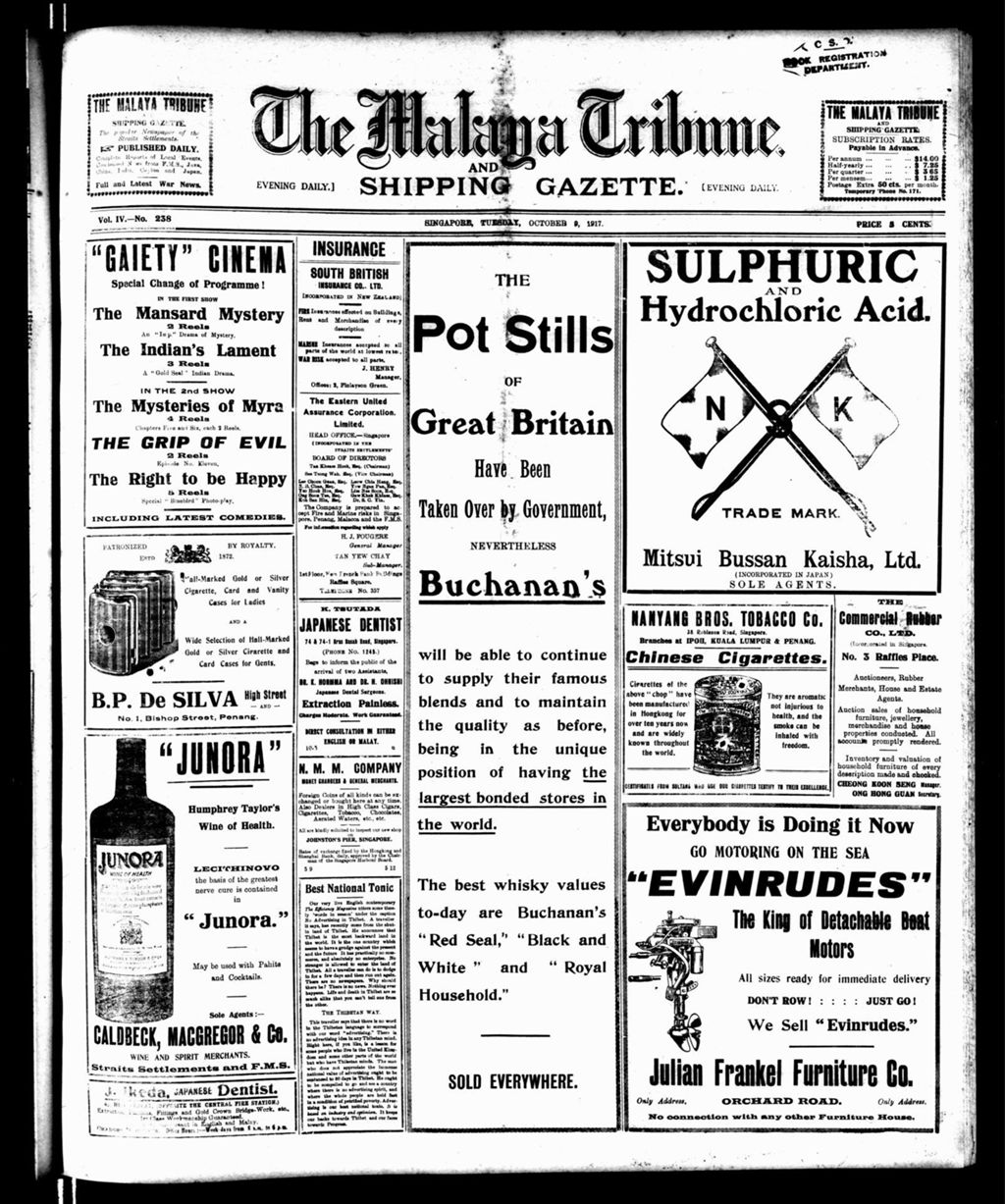 Miniature of Malaya Tribune 09 October 1917