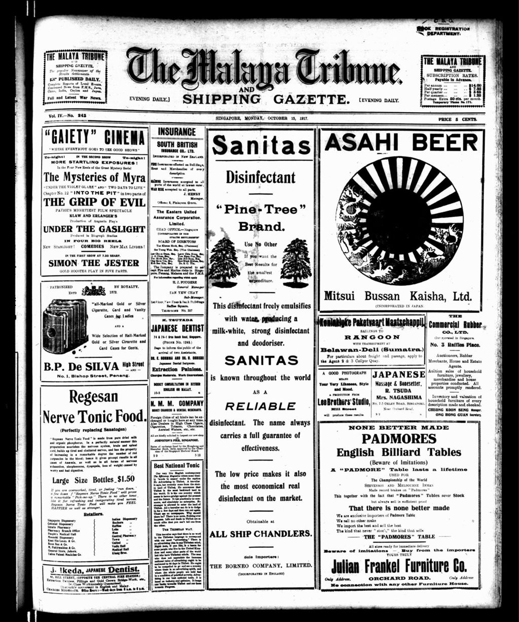 Miniature of Malaya Tribune 15 October 1917