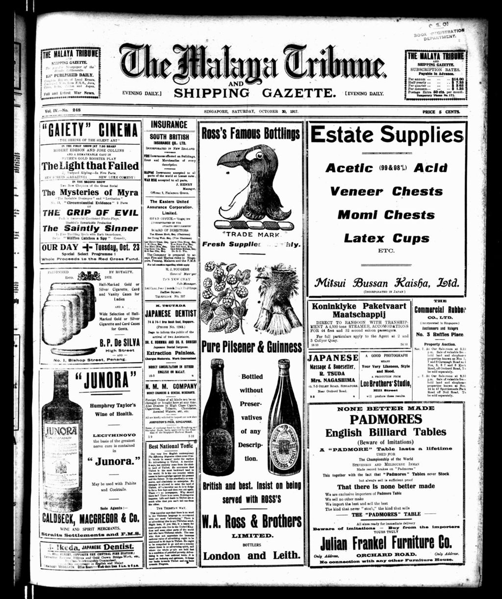 Miniature of Malaya Tribune 20 October 1917