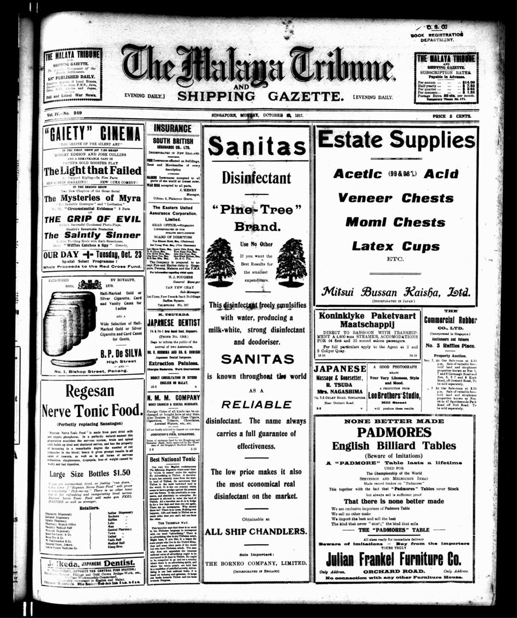 Miniature of Malaya Tribune 22 October 1917