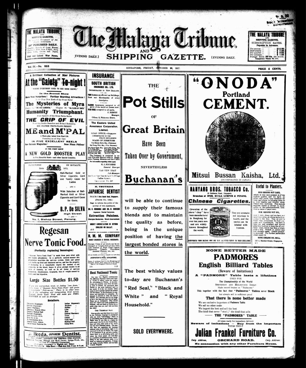 Miniature of Malaya Tribune 26 October 1917