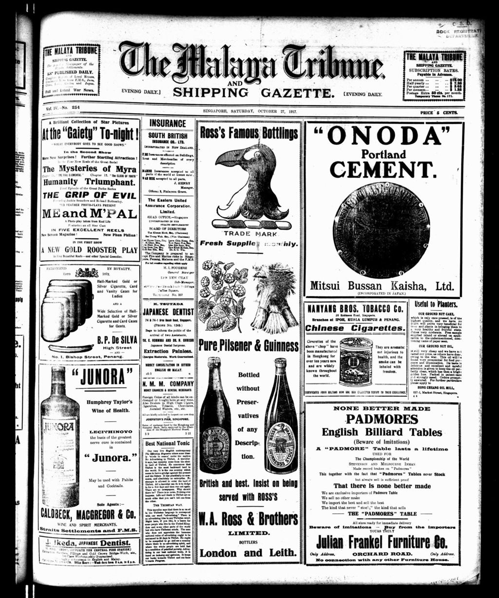 Miniature of Malaya Tribune 27 October 1917