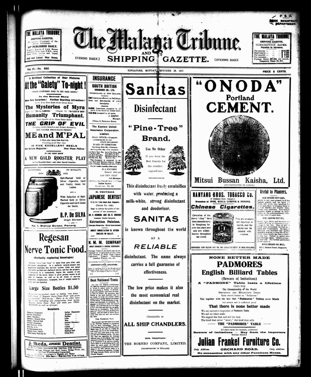 Miniature of Malaya Tribune 29 October 1917