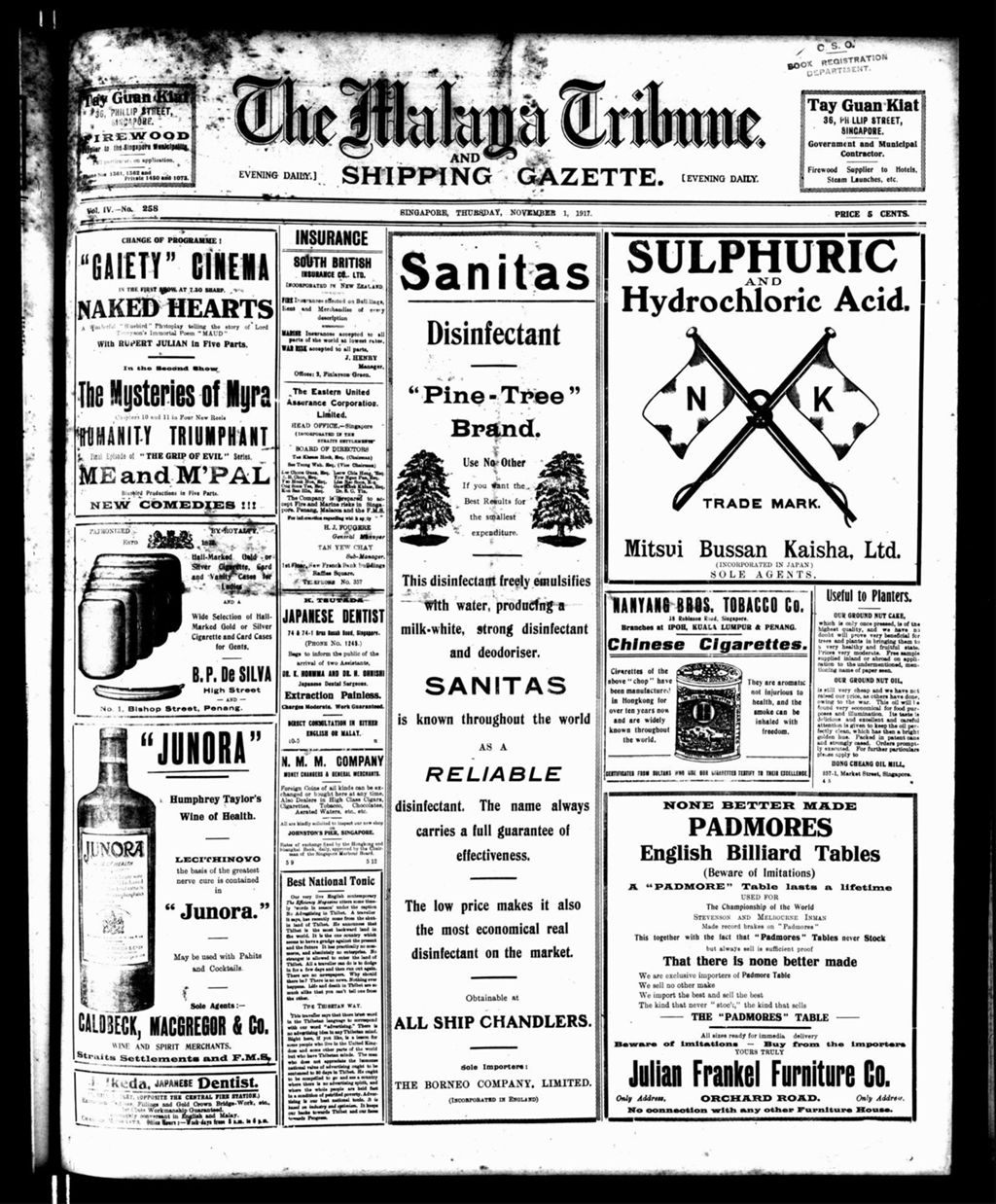 Miniature of Malaya Tribune 01 November 1917