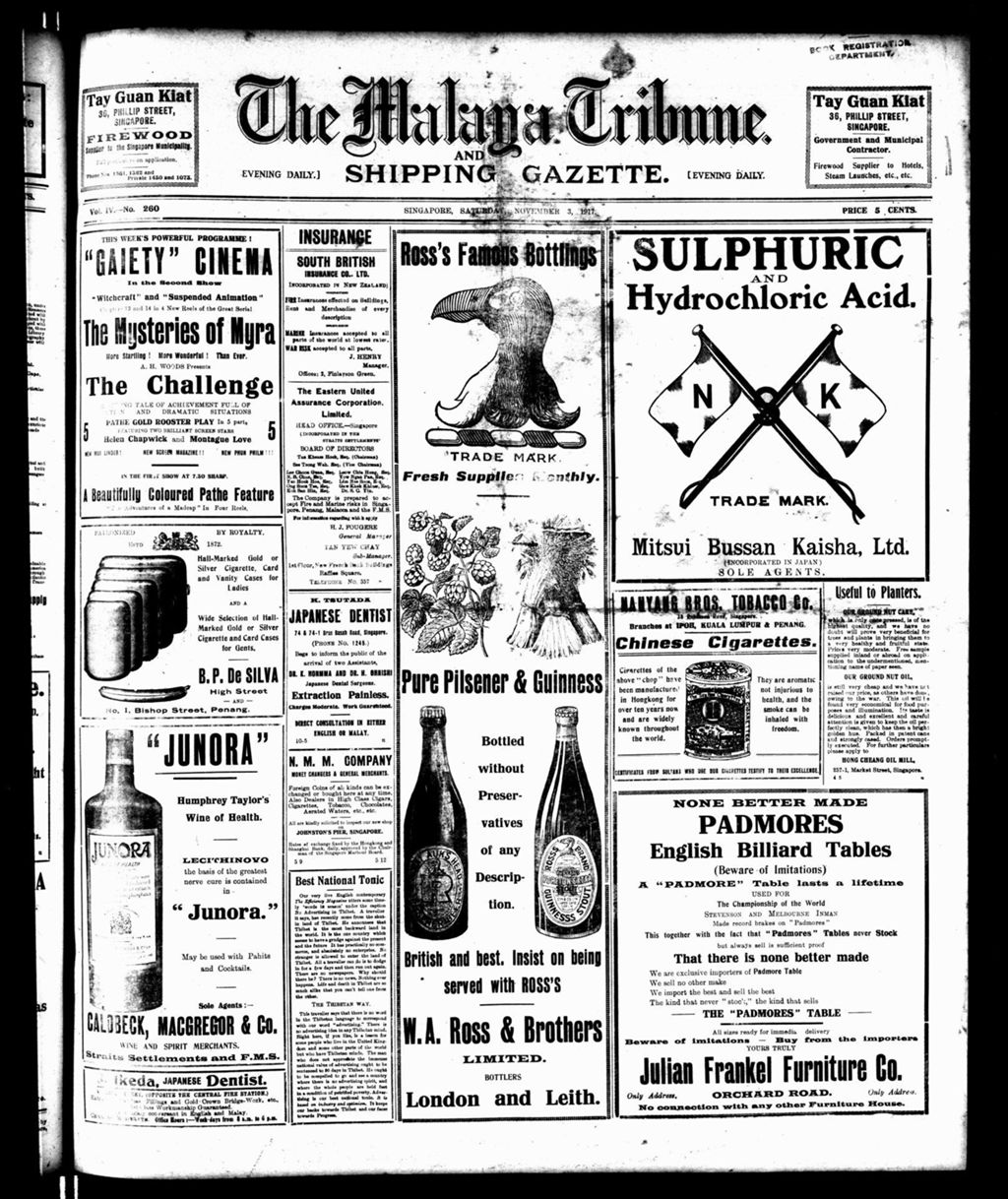 Miniature of Malaya Tribune 03 November 1917