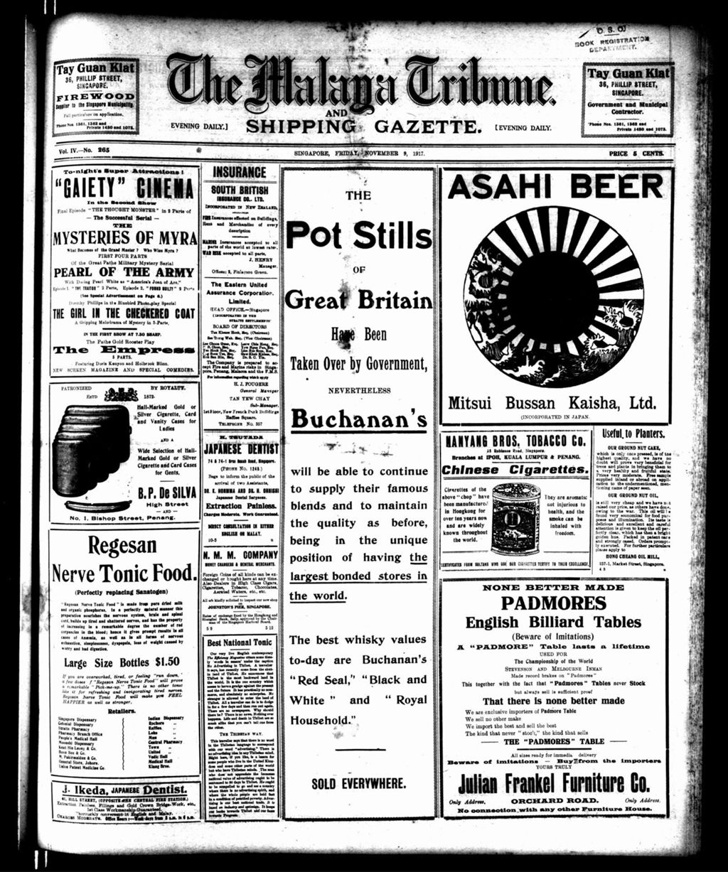 Miniature of Malaya Tribune 09 November 1917