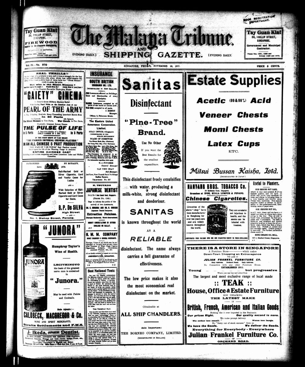 Miniature of Malaya Tribune 16 November 1917