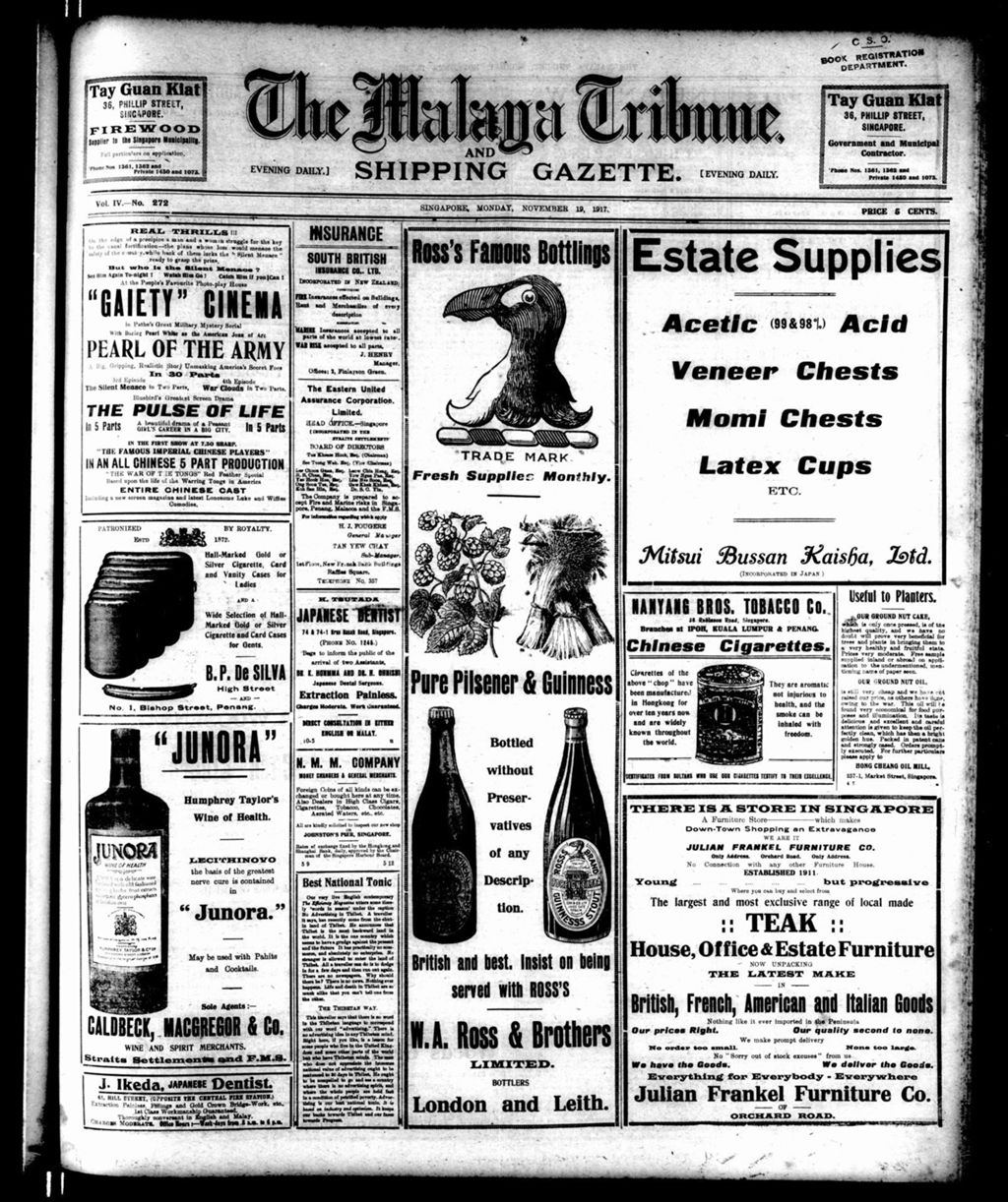 Miniature of Malaya Tribune 19 November 1917