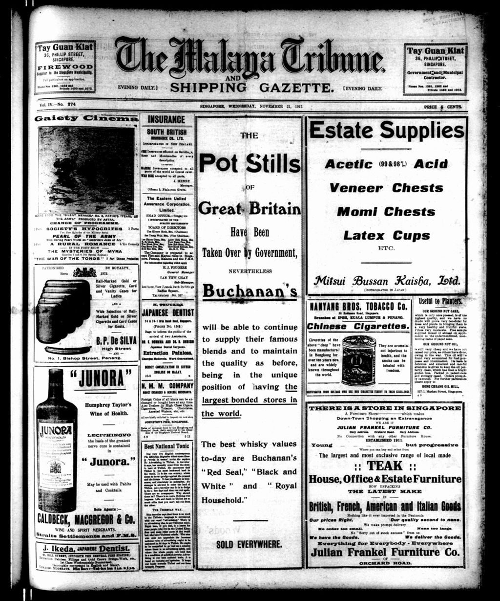 Miniature of Malaya Tribune 21 November 1917