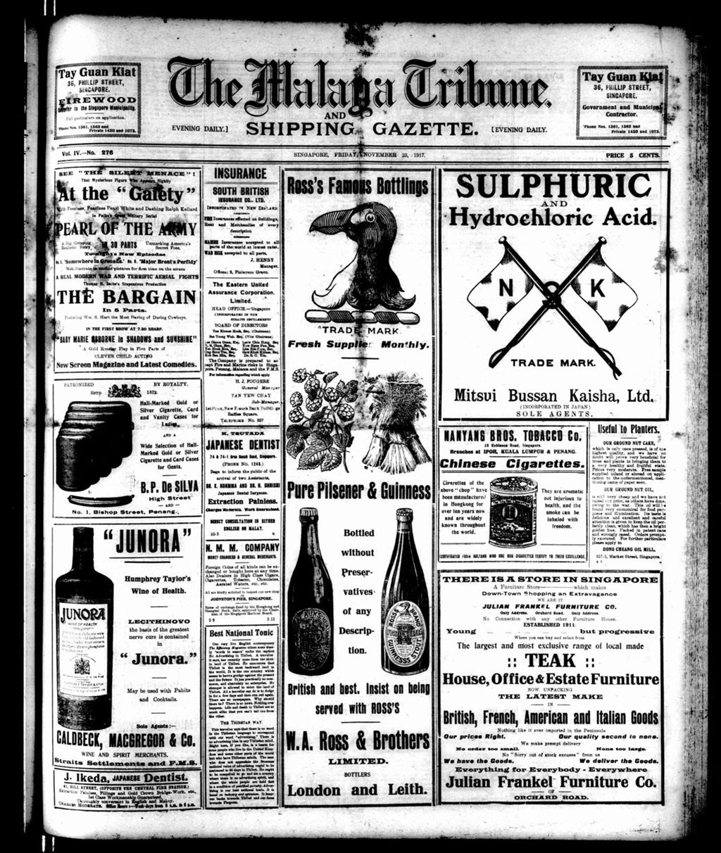 Miniature of Malaya Tribune 23 November 1917