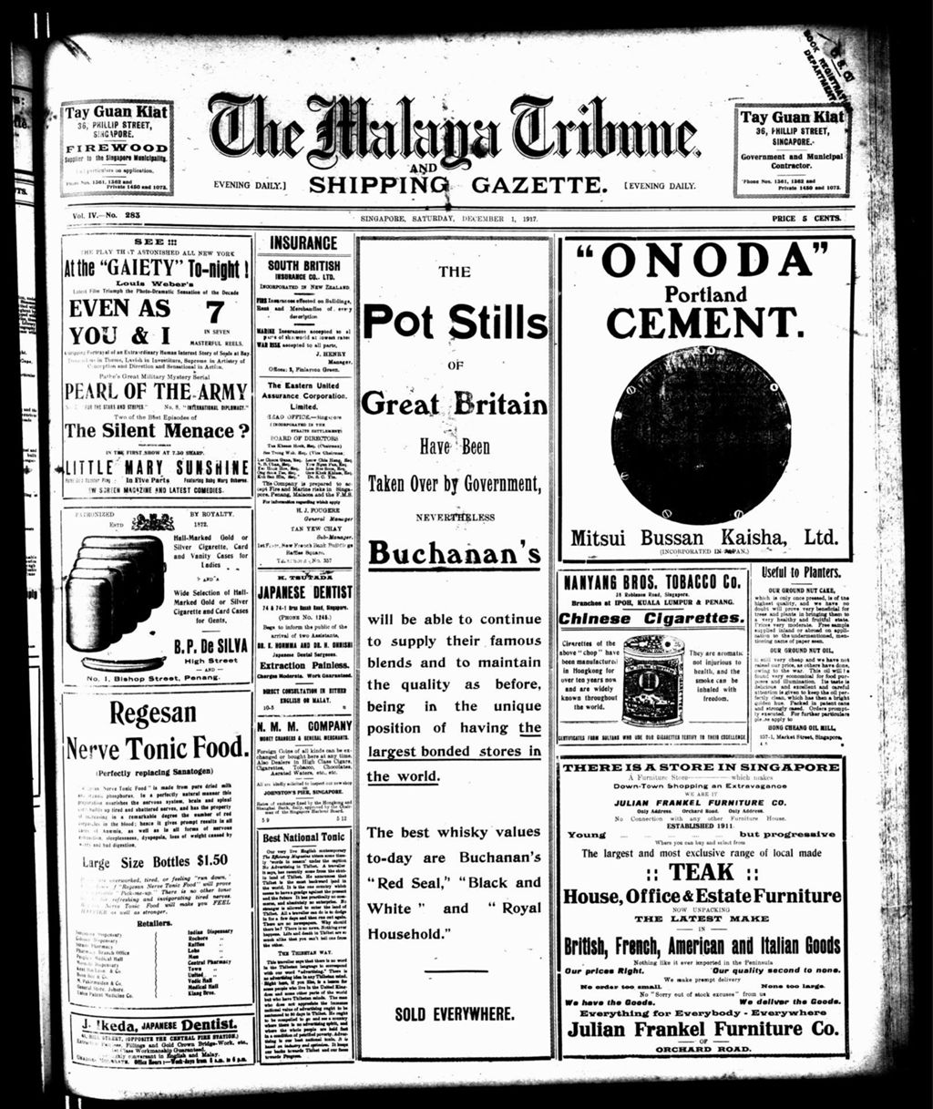 Miniature of Malaya Tribune 01 December 1917